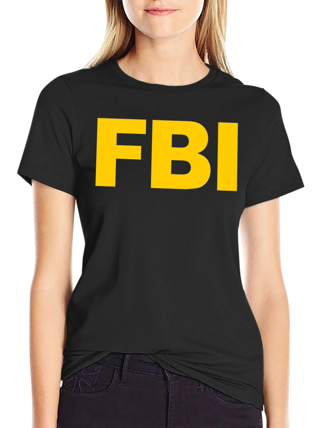 FBI Graphic T-Shirt - Black Cotton Blend