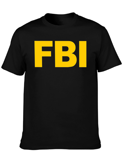 FBI Graphic T-Shirt - Black Cotton Blend