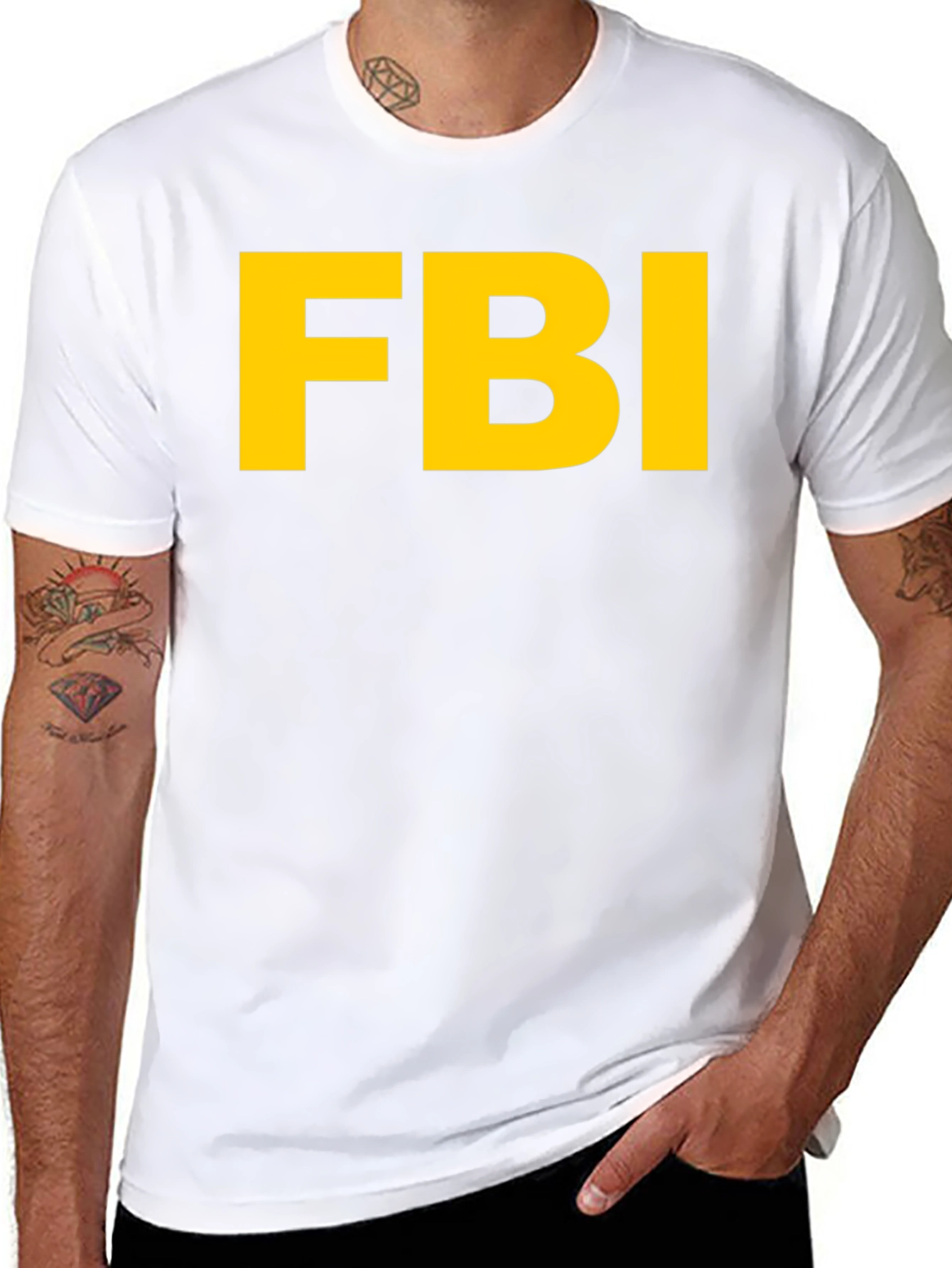 FBI Graphic T-Shirt - Black Cotton Blend