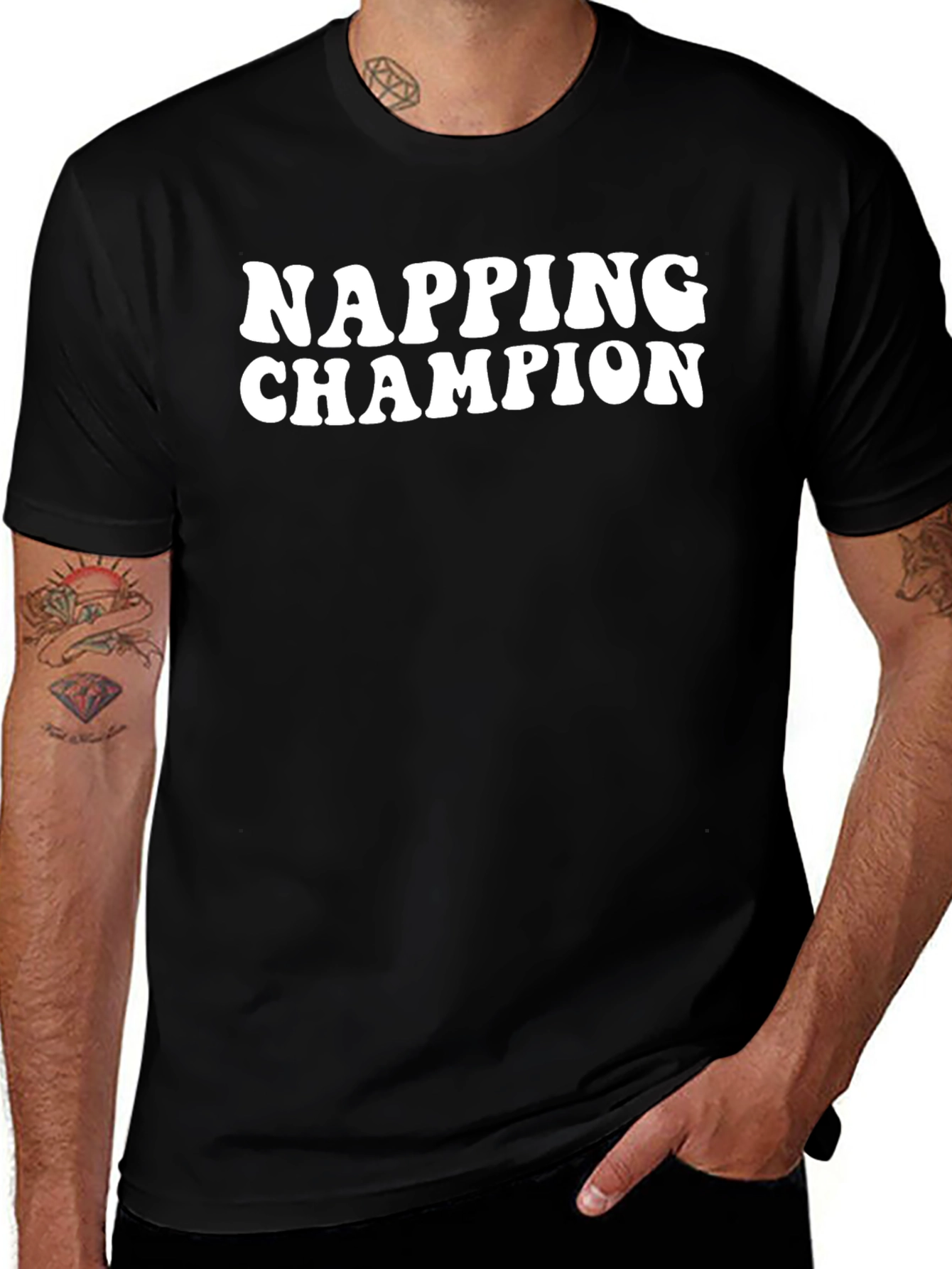 Napping Champion Black Graphic T-Shirt