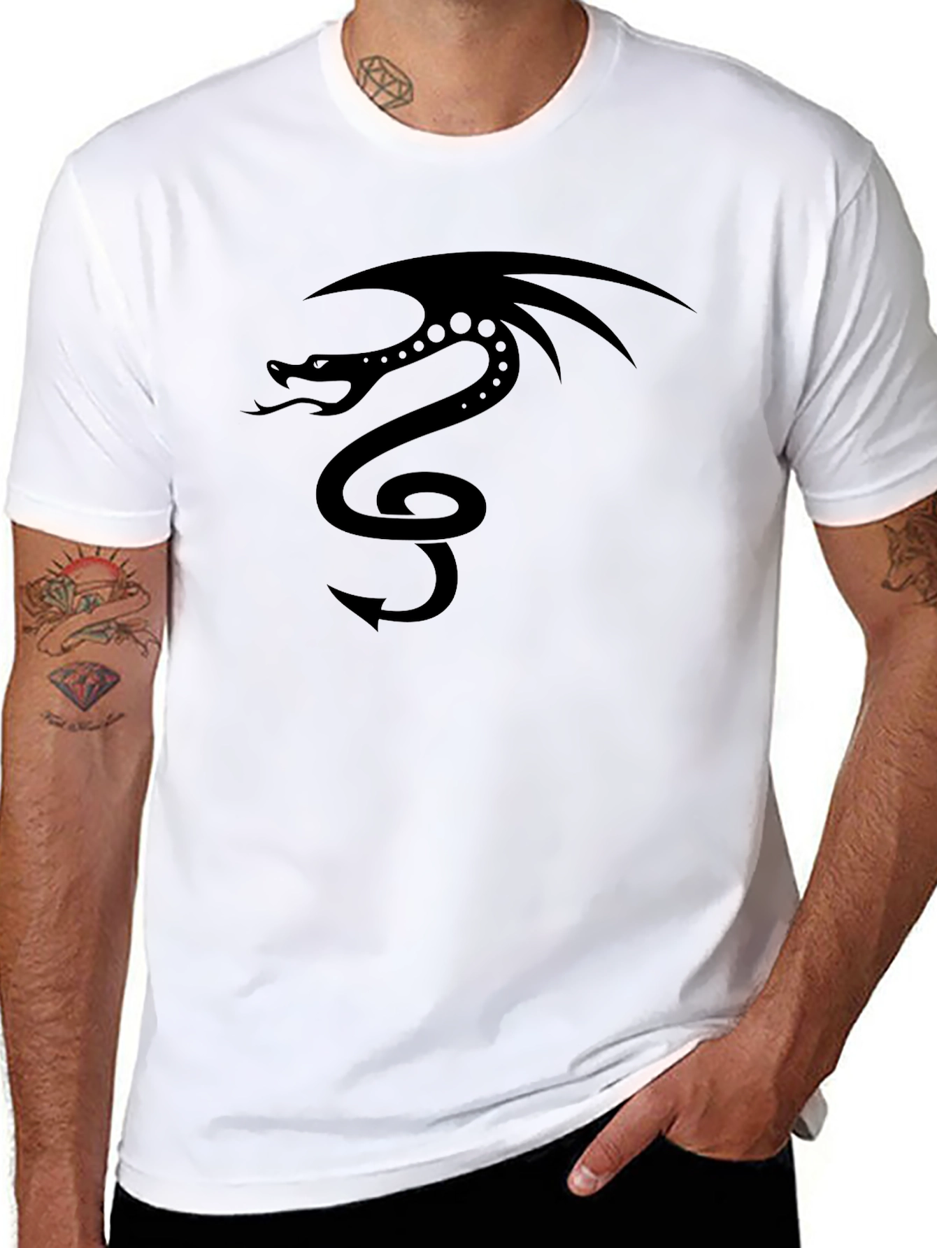 Black Dragon Graphic Tee - Stylish Mens T-Shirt