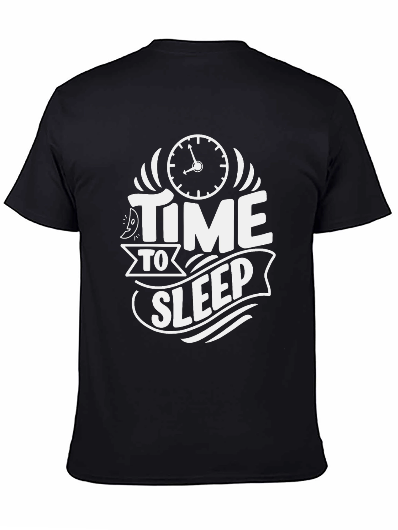 Time To Sleep Graphic Tee -  Black Cotton T-Shirt