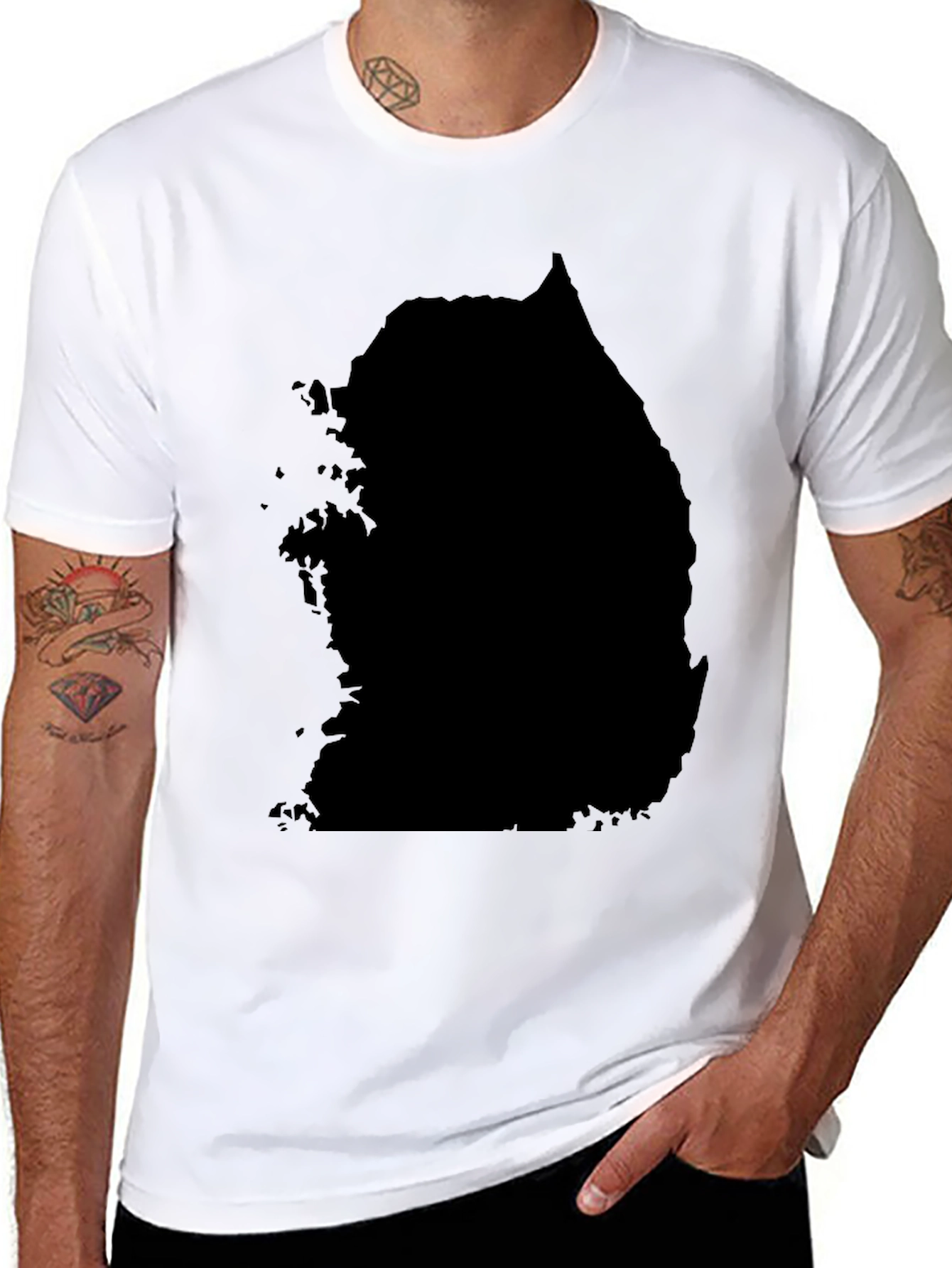 South Korea Map Black Graphic Tee