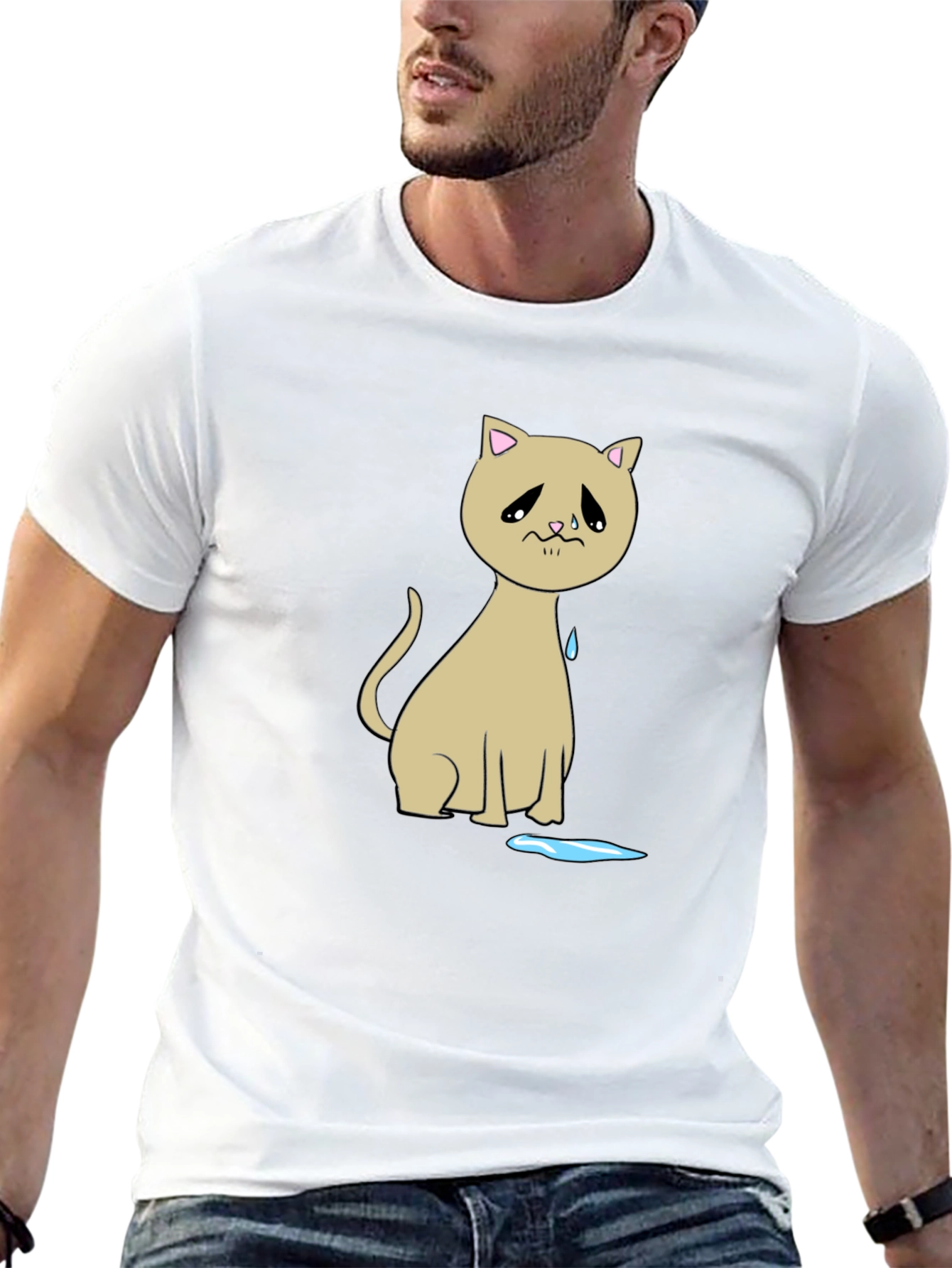 Sad Cat T-Shirt - Unique Graphic Tee