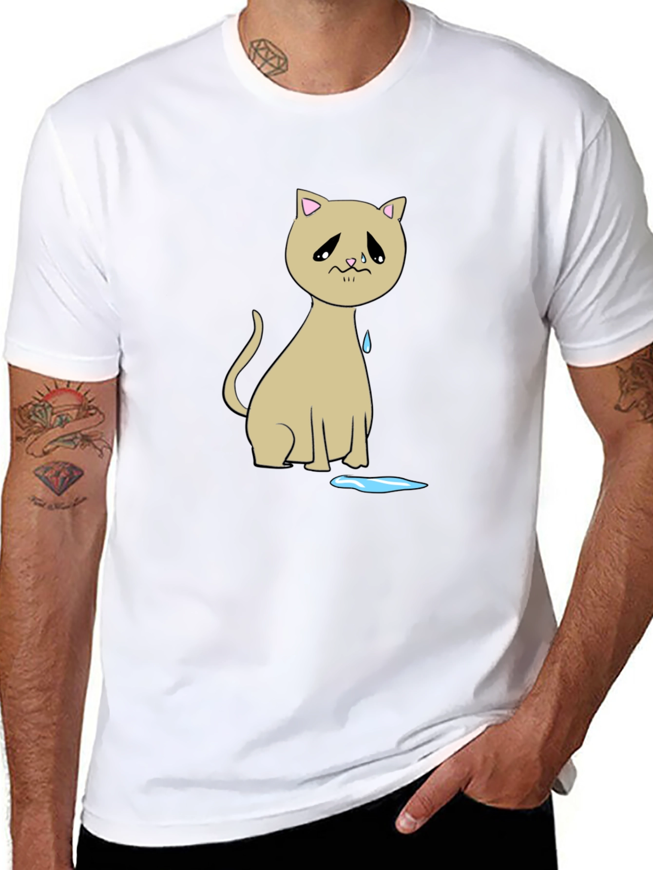 Sad Cat T-Shirt - Unique Graphic Tee