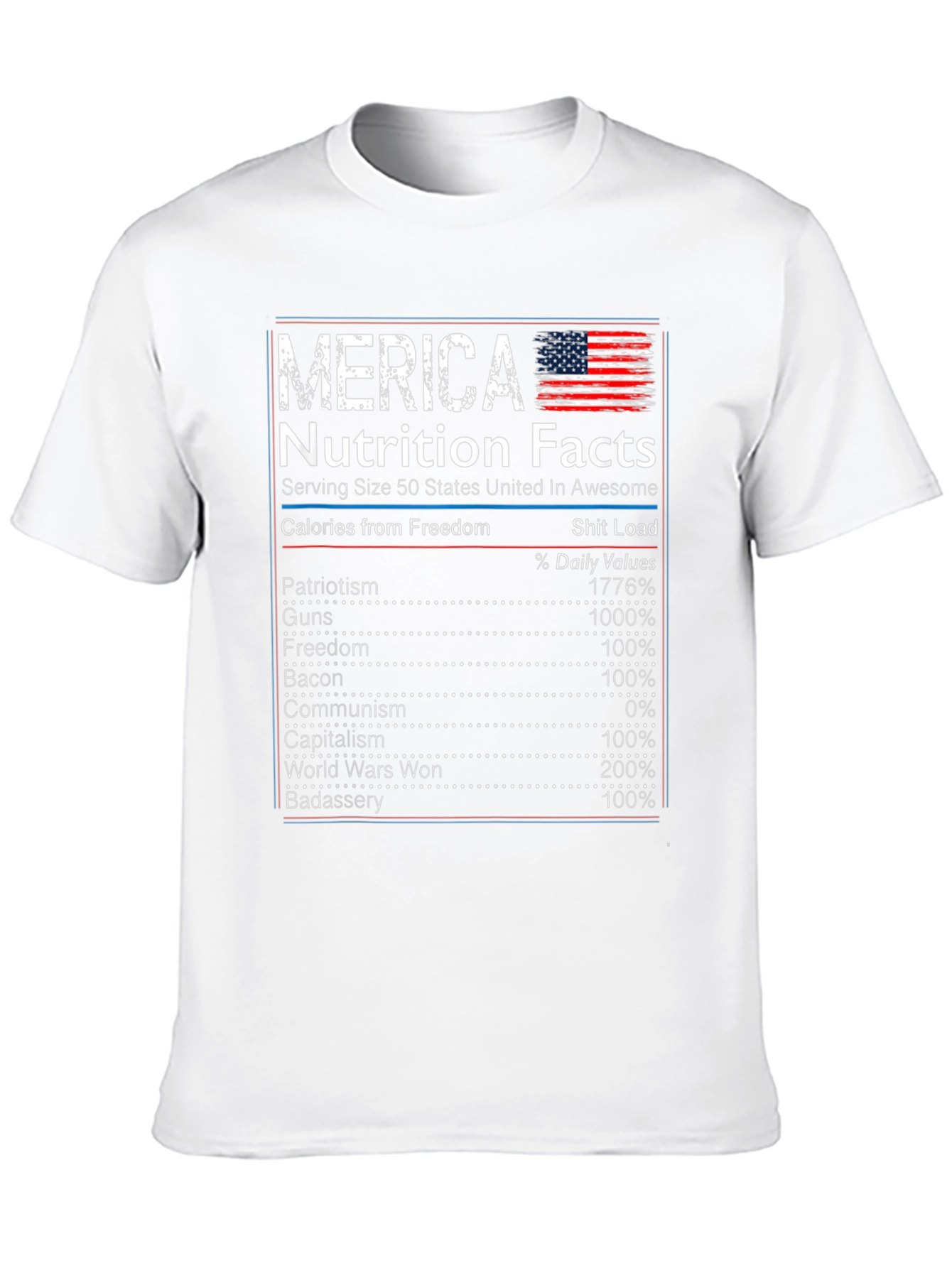 Merica Nutrition Facts Graphic T-Shirt