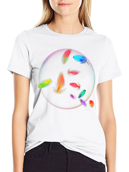 Feather Circle Graphic Black T-Shirt