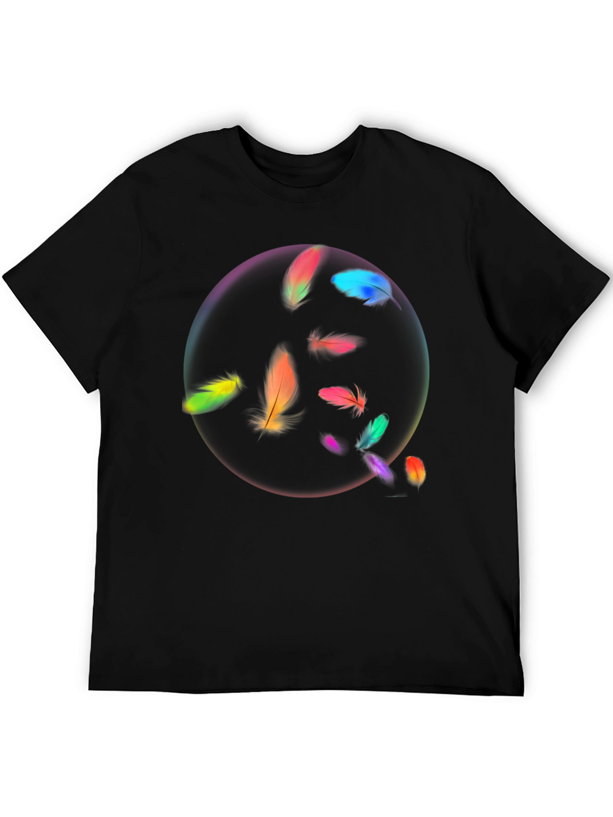 Feather Circle Graphic Black T-Shirt