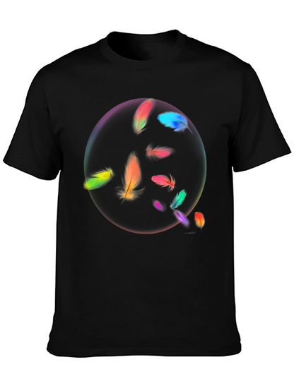 Feather Circle Graphic Black T-Shirt