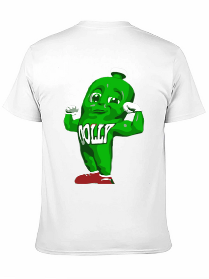 Funny Muscle Green Bottle Cartoon Black T-Shirt