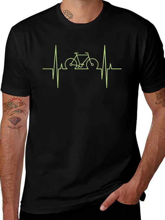 Bike Heartbeat Graphic Tee - Cyclist Passion T-Shirt