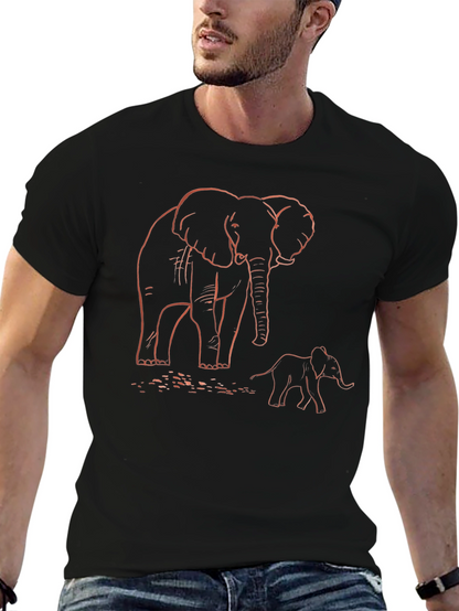 Elephant Family Graphic T-Shirt - Black
