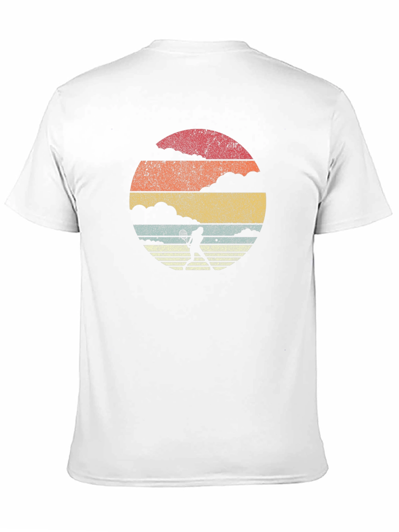 Retro Tennis Player Graphic Tee - Black Cotton T-Shirt