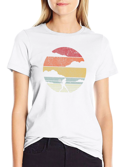 Retro Tennis Player Graphic Tee - Black Cotton T-Shirt