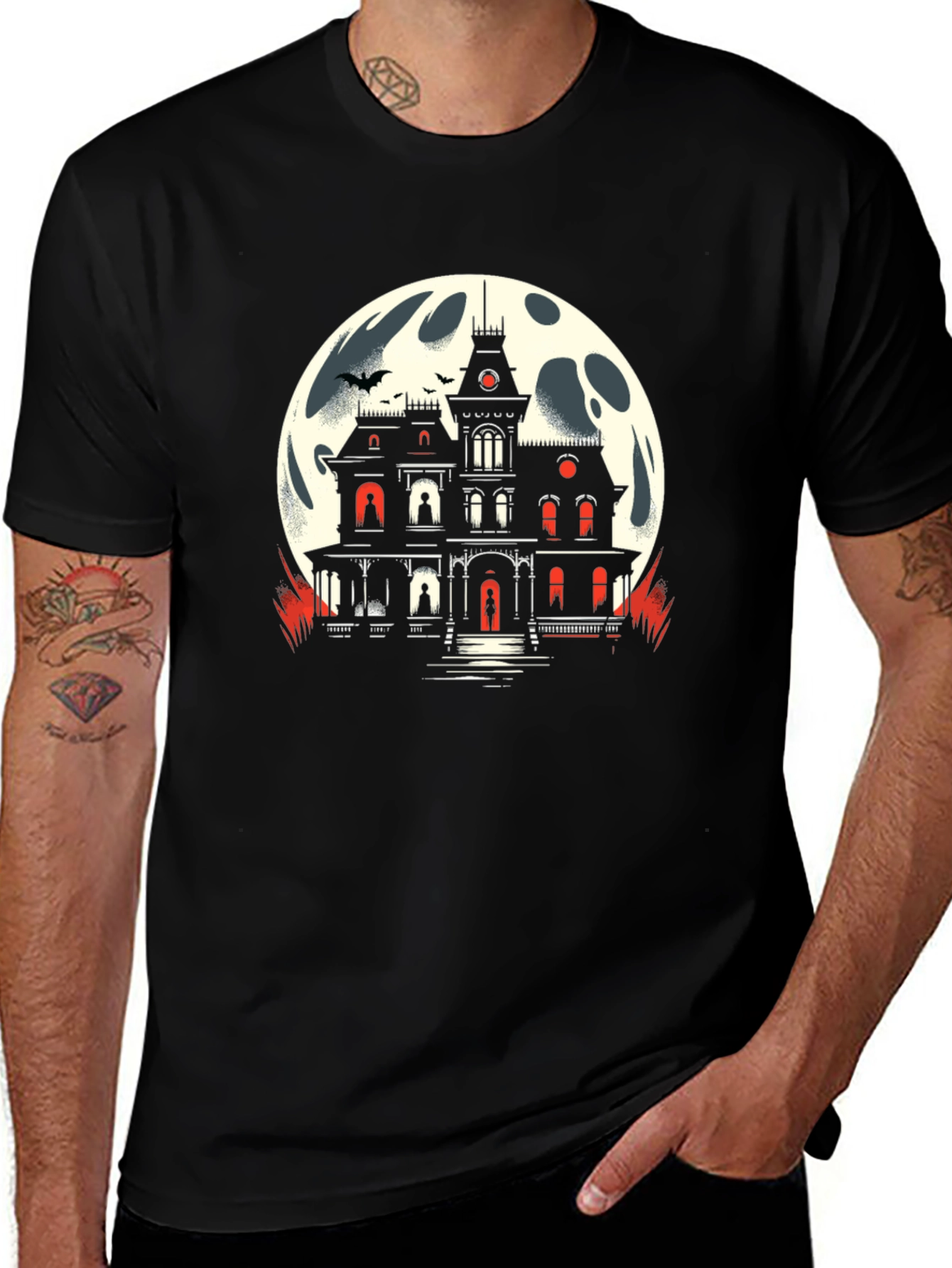 Haunted House Moon Graphic Tee