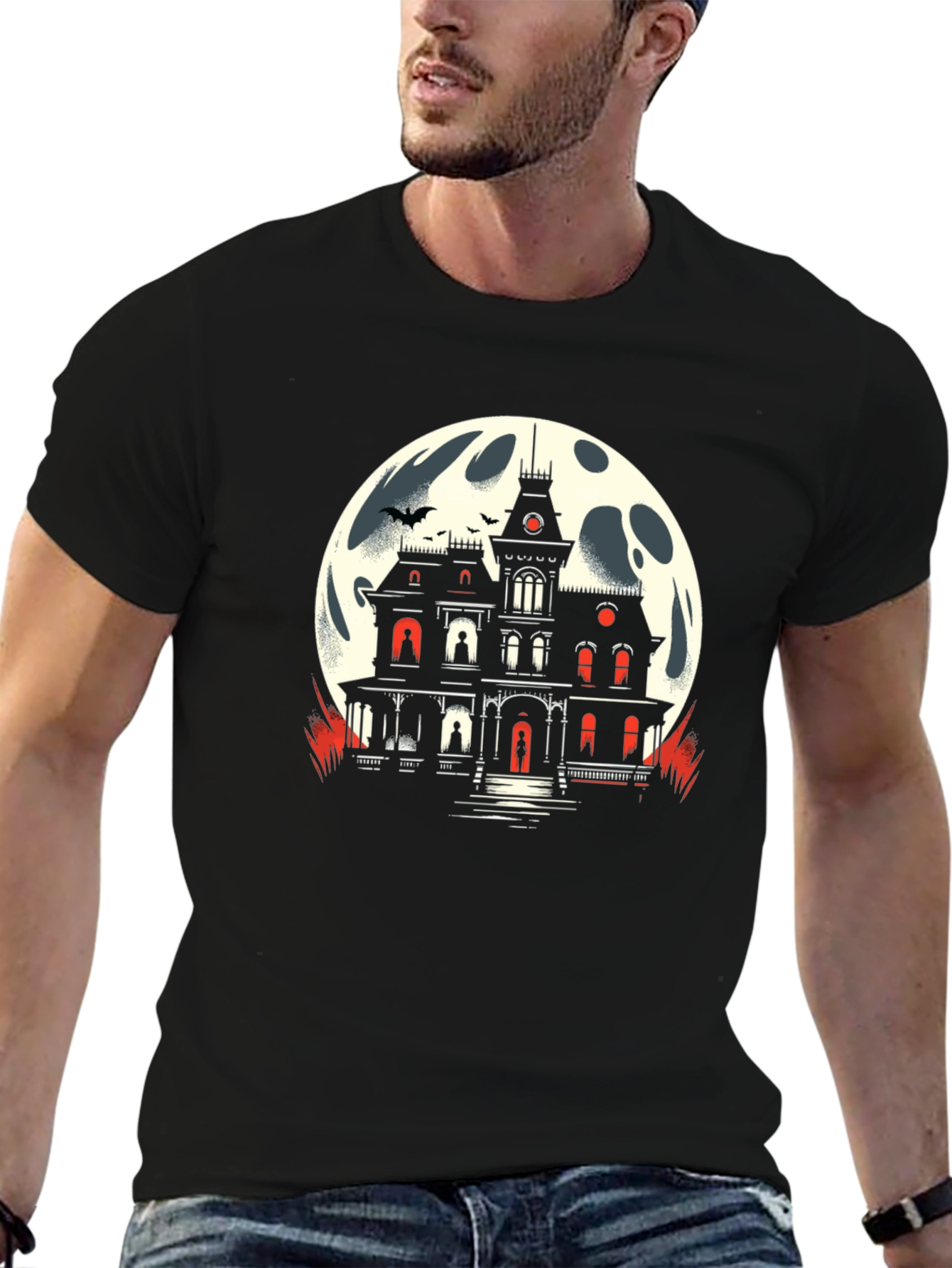 Haunted House Moon Graphic Tee