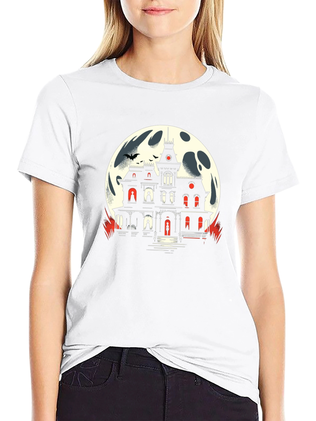 Haunted House Moon Graphic Tee