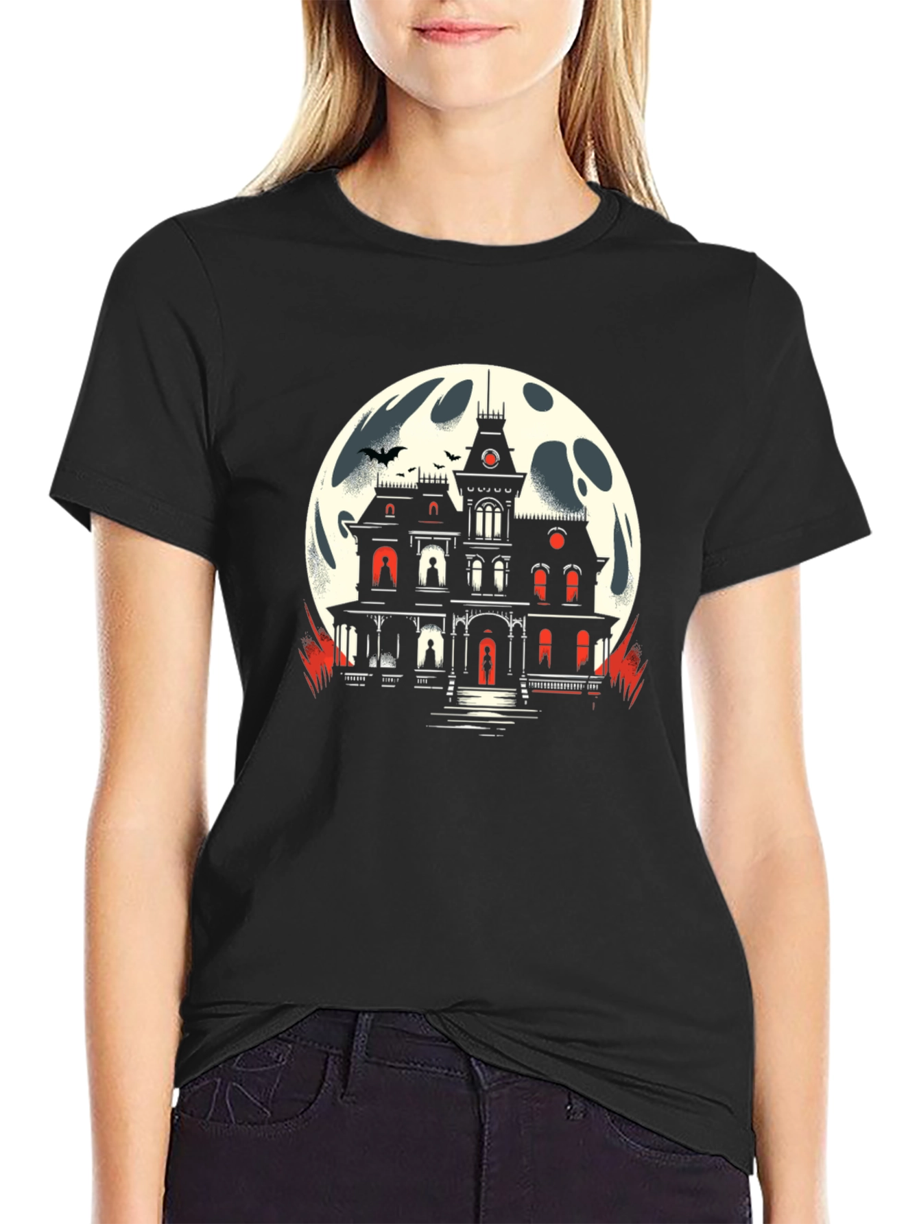 Haunted House Moon Graphic Tee