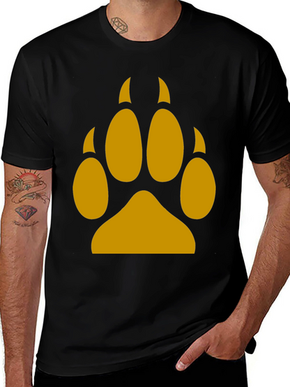 Wolf Paw Print Tee - Black Cotton Blend T-Shirt