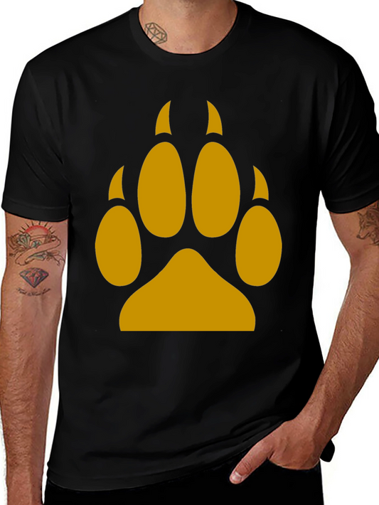 Wolf Paw Print Tee - Black Cotton Blend T-Shirt