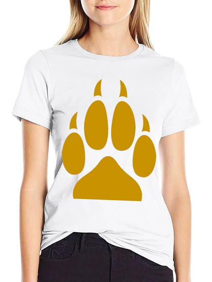 Wolf Paw Print Tee - Black Cotton Blend T-Shirt