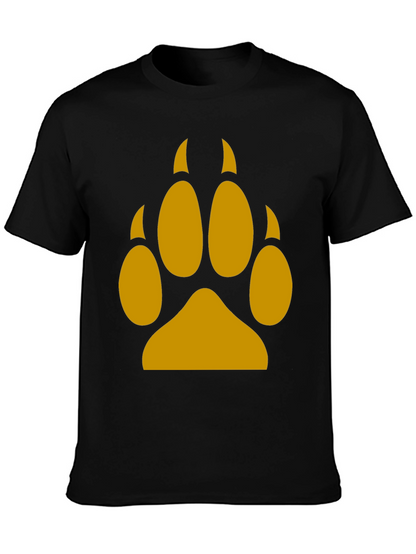 Wolf Paw Print Tee - Black Cotton Blend T-Shirt