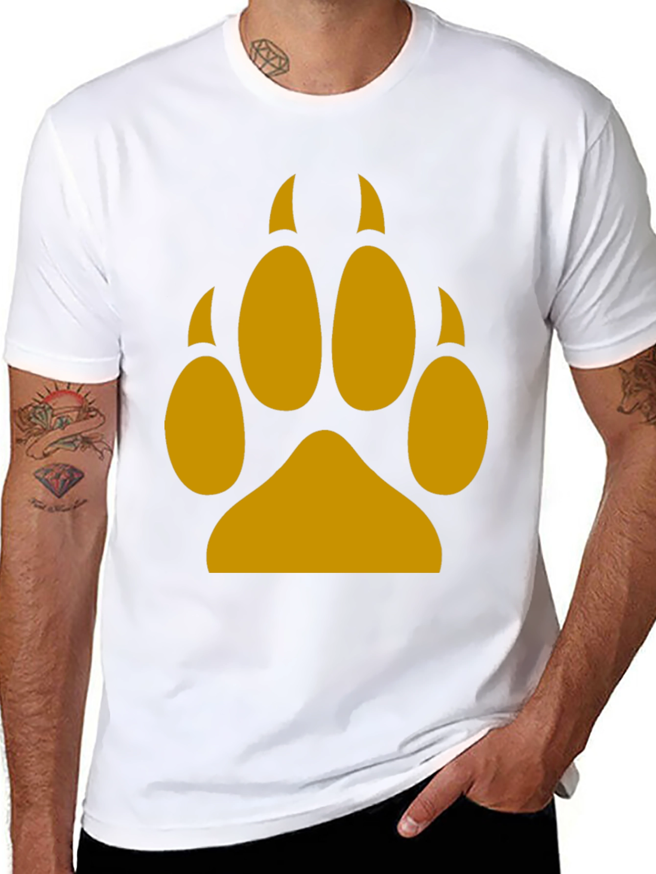 Wolf Paw Print Tee - Black Cotton Blend T-Shirt