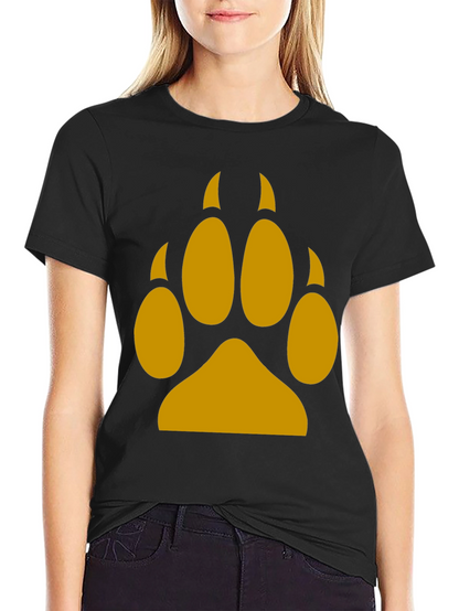 Wolf Paw Print Tee - Black Cotton Blend T-Shirt