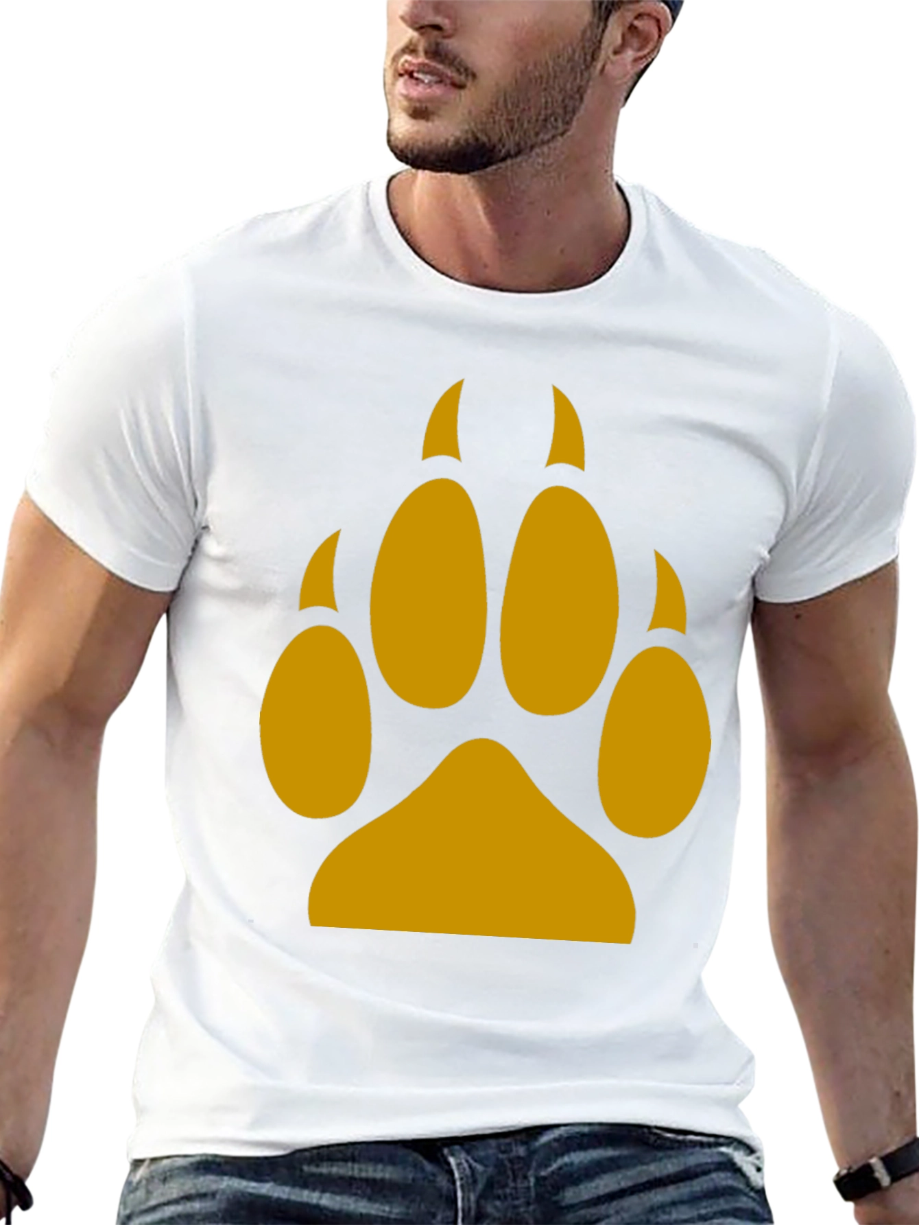 Wolf Paw Print Tee - Black Cotton Blend T-Shirt