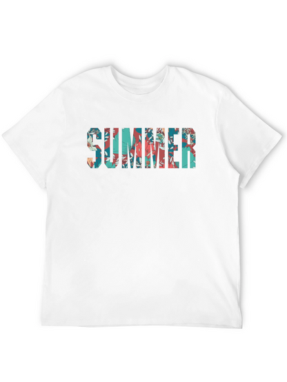 Floral SUMMER Graphic Print Black T-Shirt