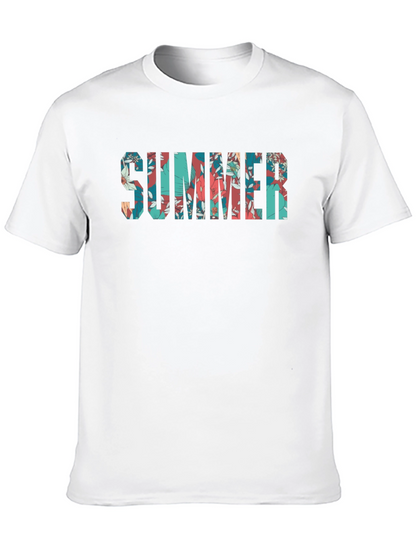Floral SUMMER Graphic Print Black T-Shirt