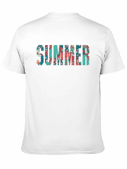 Floral SUMMER Graphic Print Black T-Shirt