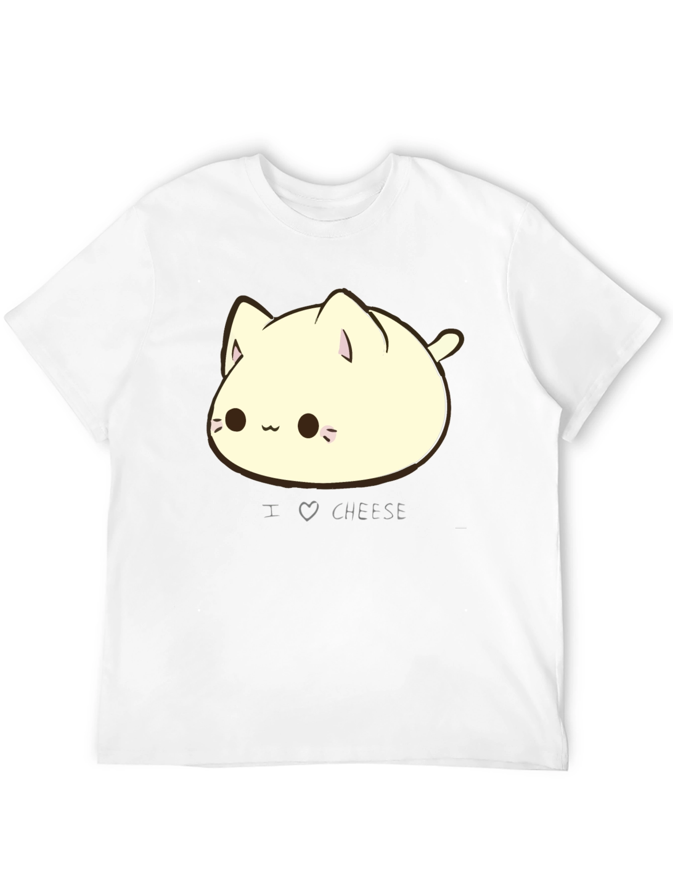 I Love Cheese Cute Cat T-Shirt - Black
