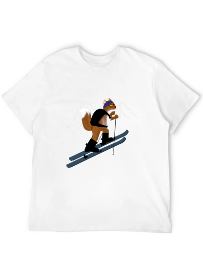 Skiing Squirrel Graphic Tee - Black