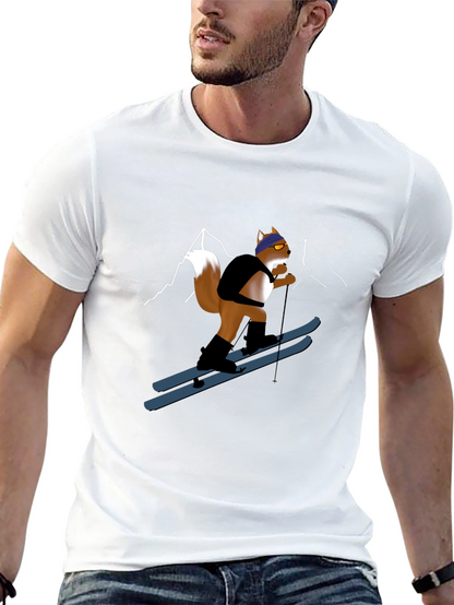 Skiing Squirrel Graphic Tee - Black