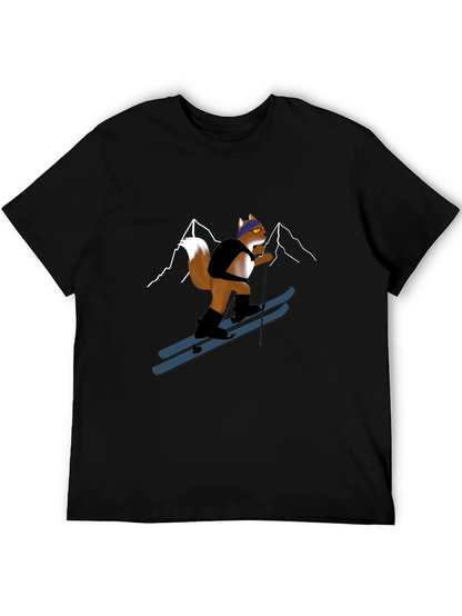 Skiing Squirrel Graphic Tee - Black