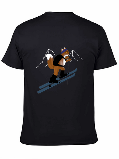 Skiing Squirrel Graphic Tee - Black