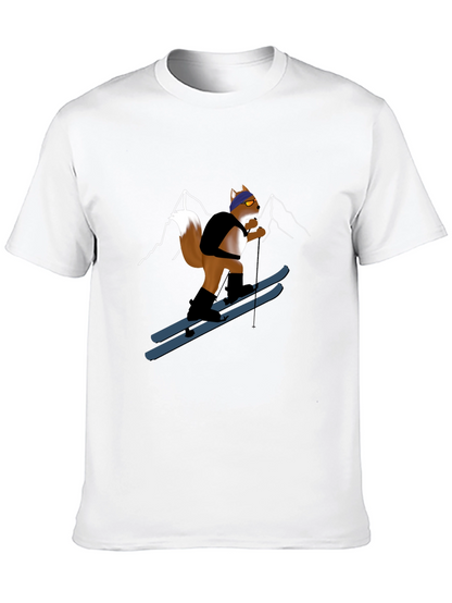 Skiing Squirrel Graphic Tee - Black