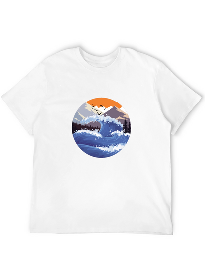 Wave Graphic Mens Black T-Shirt