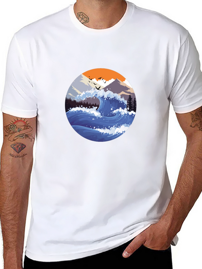 Wave Graphic Mens Black T-Shirt