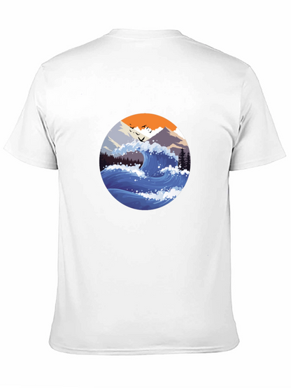 Wave Graphic Mens Black T-Shirt