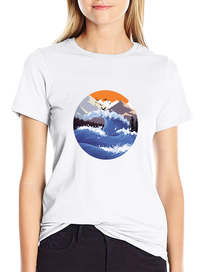 Wave Graphic Mens Black T-Shirt