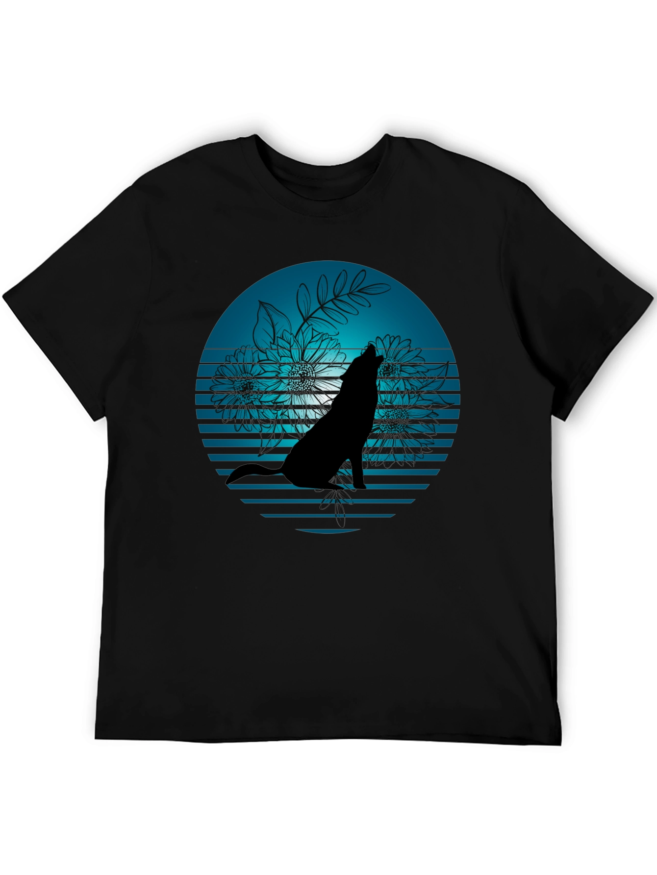 Wolf Silhouette Graphic Tee - Stylish Black T-Shirt