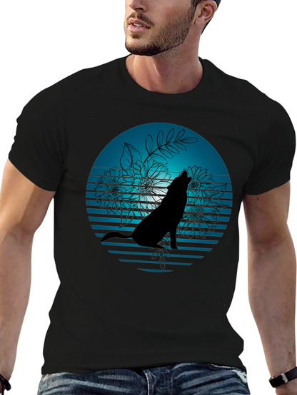 Wolf Silhouette Graphic Tee - Stylish Black T-Shirt