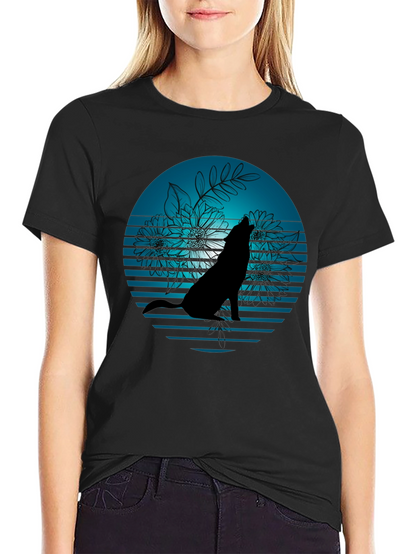 Wolf Silhouette Graphic Tee - Stylish Black T-Shirt