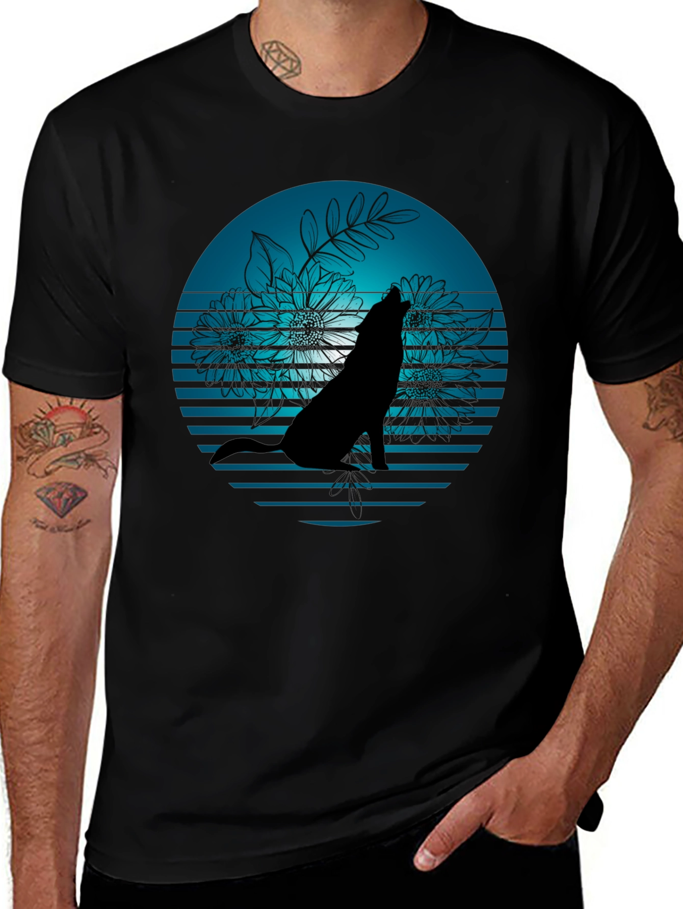 Wolf Silhouette Graphic Tee - Stylish Black T-Shirt