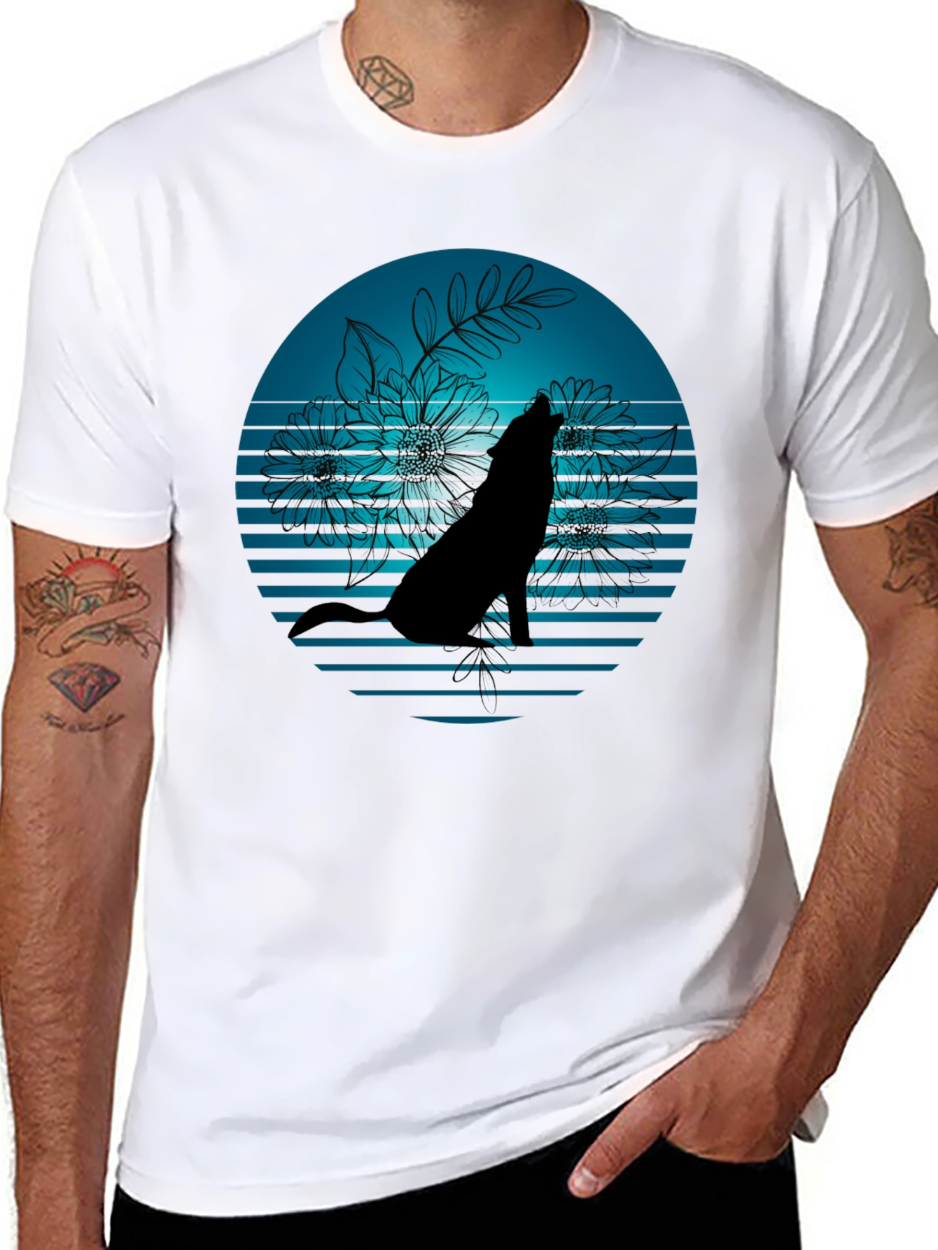 Wolf Silhouette Graphic Tee - Stylish Black T-Shirt