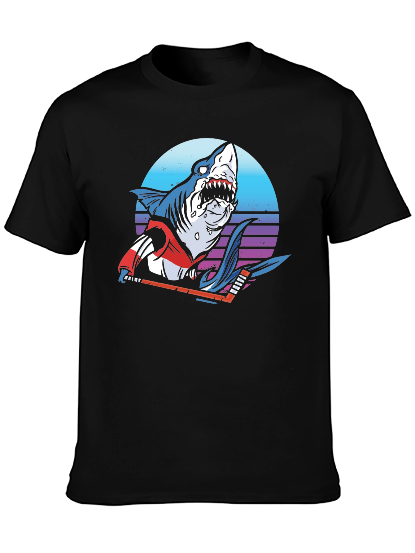 Hockey Shark Graphic T-Shirt - Cool Retro Design