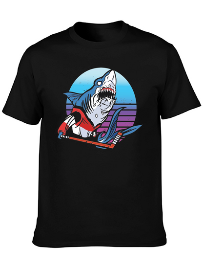 Hockey Shark Graphic T-Shirt - Cool Retro Design