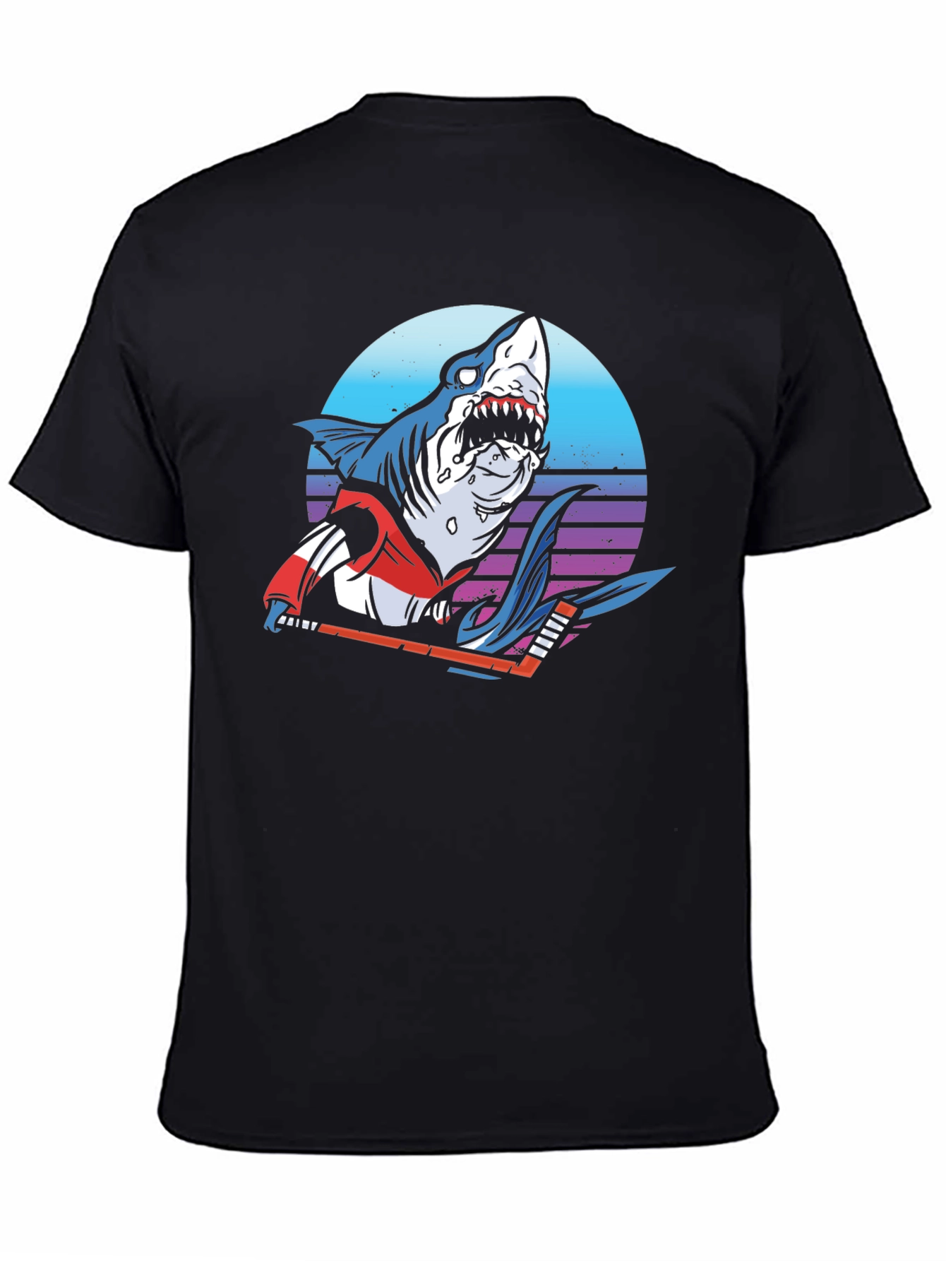 Hockey Shark Graphic T-Shirt - Cool Retro Design